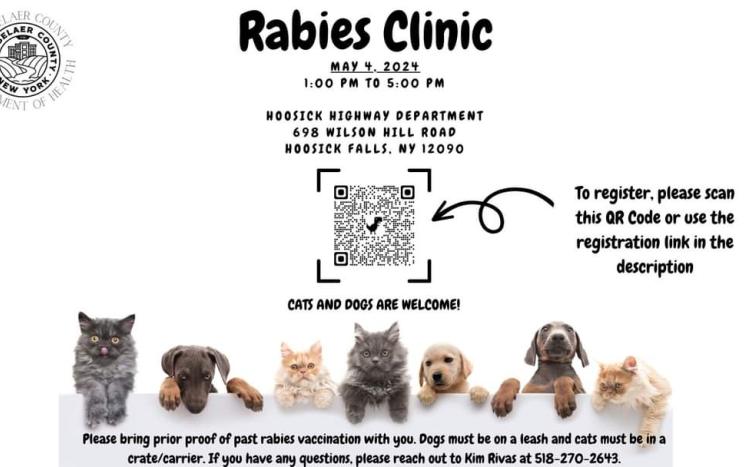 Rabies Clinic - Hoosick Highway Department
